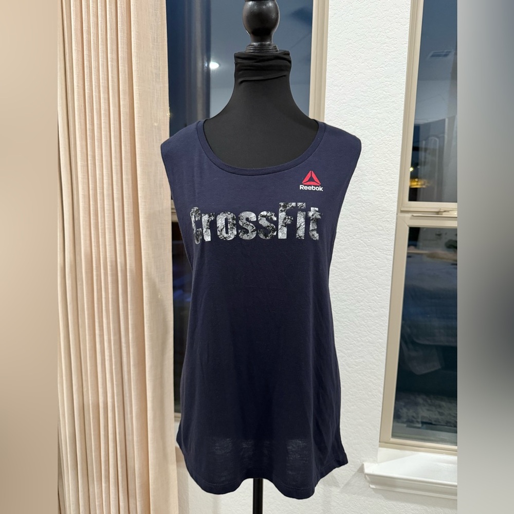 Lot of 2 Reebok Women's Dark Blue CrossFit Muscle Top and Royal Blue Muscle Top